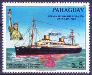 Paraguay 1986 MNH, 100th Anni. of Statue of Liberty, Bremen Germany, Ships - Picture 1 of 1