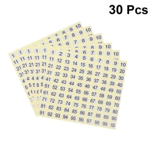30 Hojas Número Pegatinas 1-100 Etiquetas Ropa Etiquetas Redondas Apliques Decorativos - Imagen 1 de 11