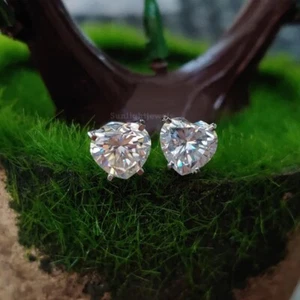 2 Ct Certified Treated Off-White Diamond Solitaire Studs 925 Silver Great Shine - Picture 1 of 6