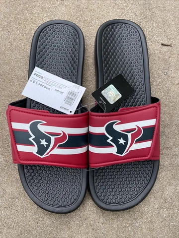 Houston Texans Mens Slippers Slides Flip Flops NFL Non-Slip LARGE (11-12) Cover