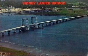 Brunswick, GA The Sidney Lanier Bridge Postcard Chrome Posted 1967 - Picture 1 of 2