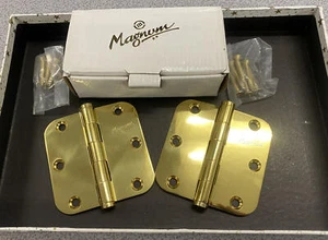 MAGNUM~1-Paio~Cerniere Mortise in Ottone Massiccio, Senza Cuscinetto Punta a Bottone~Ottone Lucido - Foto 1 di 4
