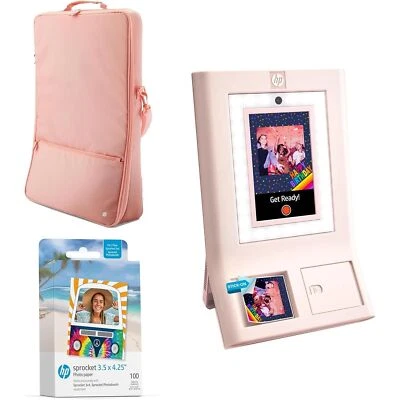 HP Sprocket Photobooth 3x4 Photo Printer Pink Bundle, 100 Sheets & Carrying Case - Image 1 of 4