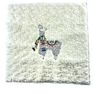 Funda de almohada Llama bordada frontal tela Minky Rosebud 16,5 x 16,5 pulgadas - Imagen 1 de 6