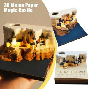 3D Castle Memo Pad, 2025 Desk Calendar Memo Pad Castle Weekly Notepad with Ligh - Picture 1 of 19