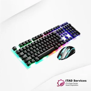 LIMEIDE GTX300 Rainbow Backlit Office PC USB Wired Gaming Keyboard Mouse Set - Bild 1 von 3
