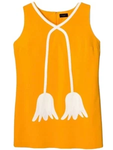 NWT Victoria Beckham Yellow Marigold Tulip Appliqué Shift Lined Dress Plus 3X - Picture 1 of 12