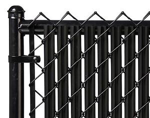 Chain Link Black Single Wall Ridged™ Privacy Slat For 6ft High Fence Bottom Lock