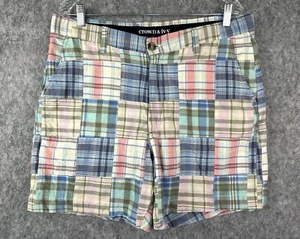 Crown & Ivy Motion Flex Patchwork Shorts Men's 36 Stretch Plaid - Picture 1 of 10