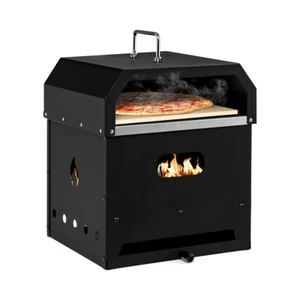 Outdoor Pizza Oven,4-in-1 Detachable Stone Cooking Grill w/ Handle & Cover,Black - Picture 1 of 5