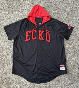 Ecko Unltd kurzärmelige Stickerei im Jersey-Stil mit Kapuzenpullover schwarz/rot - Bild 1 von 8