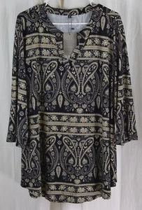 a.Jesdani Womens Floral Printed Henley V Neck Shirt Multi Plus Size 4X - Picture 1 of 3