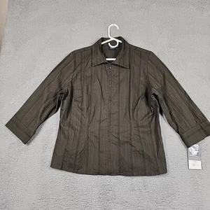 Sonoma Woman 3/4 Arm Zip Up Top Shirt Bluse Gr. XL Grün Stretch - Bild 1 von 15
