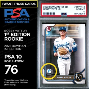 PSA 10 Bobby Witt Jr 2022 ROOKIE Bowman 1st Edition - RARE - Bild 1 von 3