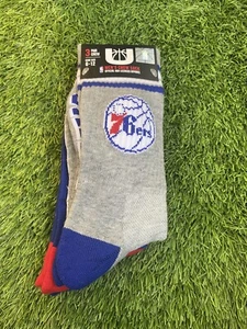 UNK NBA PHILADELPHIA 76ERS MENS CREW SOCKS SIZE 6-12 NWT 3 PACK - Picture 1 of 3