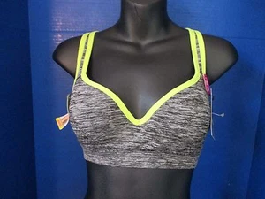 FLEX~Gray w/ Yellow RACERBACK PUSH-UP SPORTS BRA~Women's Small~NWT - Picture 1 of 5