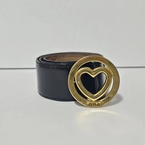 Cintura Moschino donna taglia 28 vernice nero oro fibbia cuore Italia Redwall - Foto 1 di 13