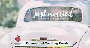 Just Married Car Sticker Graphic Decals Removeable Wedding - Picture 1 of 2