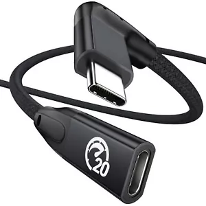 Right Angle Usb C Extension Cable 1.6ft 90 Degree Usbc 3.2 Gen 2 20gbps Male To - Picture 1 of 11