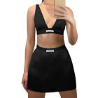 2 Pcs/Set Women Vest Skirt Suit Sexy Sheath Backless Sleeveless Tank Top Skirt