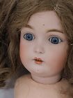 German/Kestner Bisque 20" Doll Fully Dressed Blue Eyed Brunette VTG/Antique 