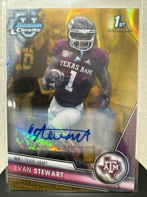 2023 Bowman University Chrome Gold Evan Stewart 1st Prospect RC Auto #/50 🔥📈 - Image 1 of 2