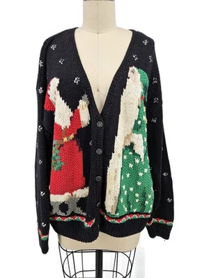 VTG Northern Isles Santa Claus Christmas Sweater Womens XL Hand Knit - Image 1 of 4