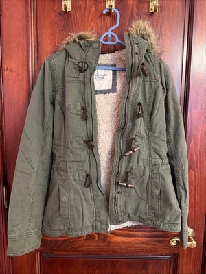 NUEVA Chaqueta De Colección Y2K Abercrombie & Fitch Verde Oliva Forrada De Piel Para Mujer’s S Foto 1 de 4