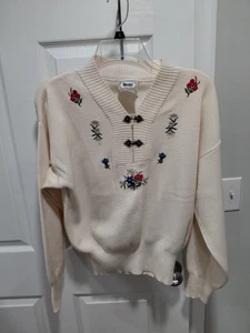Vintage Meister Pullover Damen Medium bestickt Blumen Edelweiß Wollmischung 90er - Bild 1 von 5