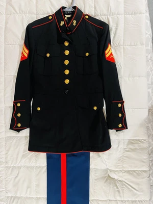 USMC Vestido Azul Uniforme Corporal 38" Pecho Chaqueta Pantalones 30"S Cuerpo de Marines de EE. UU. Foto 1 de 4
