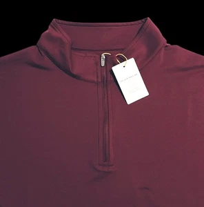 Peter Millar Crown Sport Perth Melange Quarter Zip 2XL Pullover Burgundy $135 - Picture 1 of 8