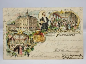 Antike gest. AK 1904 Deutschland Deutschland Gruss HOTEL GERMANIA, Osnabrück - Bild 1 von 5