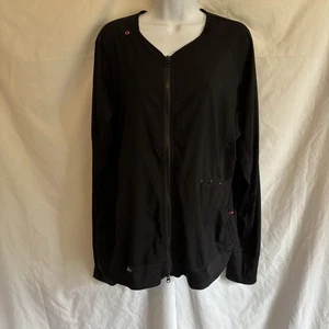 Koi Lite Clarity Ribbed Panel Scrub Jacket Black Women’s XL Stretch NEW - Picture 1 of 13