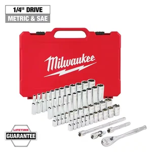 1/4 In. Drive Sae/Metric Ratchet and Socket Mechanics Tool Set (50-Piece) - Picture 1 of 12