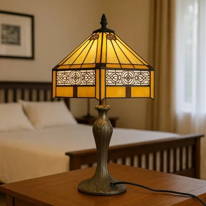 Tiffany Style Table Lamp Stained Glass Handcrafted Bedside Light Desk Lamps UK - Picture 1 of 11