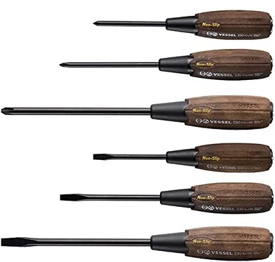 336PS Vessel 336Ps Wood Compo Tang Thru Screwdriver Set Of 6 Pieces Woody - Image 1 of 4