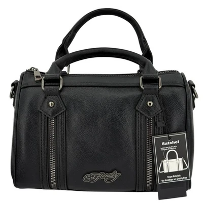 Ed Hardy Women's Black Vegan Leather Satchel 9x7X4 Detachable Shoulder Strap NWT - Image 1 of 4