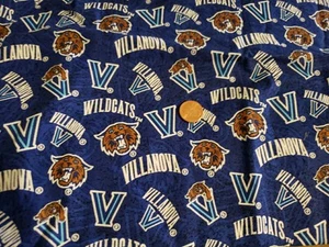 Villanova Wildcats ~ Logo Pattern College Cotton Fabric 17" X 44” - Picture 1 of 1