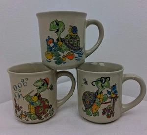 3 Vintage Anthropomorphic Turtle Mugs Psychedelic Funky Kitchy - Picture 1 of 12
