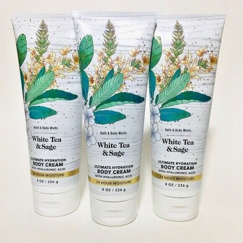 Bath & Body Works WHITE TEA & SAGE Body CREAM 8 OZ (SET OF 3