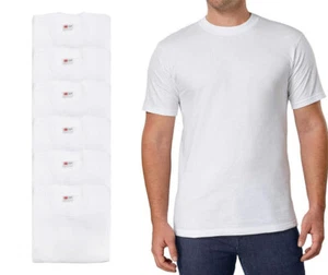 BYC Men's Classic White  Cotton Undershirts Crewneck T-Shirts Pack of 6 - Picture 1 of 3