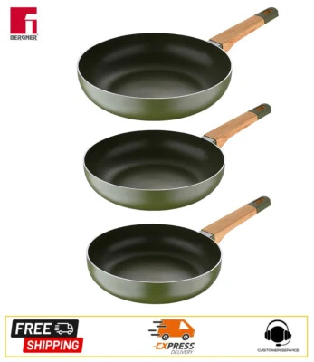 BERGNER Set 3 Padelle 24/28/30cm alluminio 100% riciclato approvata da Vissani - Immagine 1 di 4