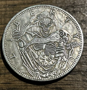 Golfball Marker Sensenmann Sichel Frieden Hobo Münze Morgan Glück Taschenstück - Bild 1 von 2