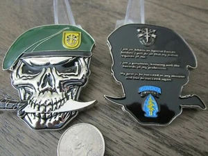 US Army 1° SFG(A) Gruppo Forze Speciali Creed Berretti Verdi Teschio Sfida Moneta - Foto 1 di 8