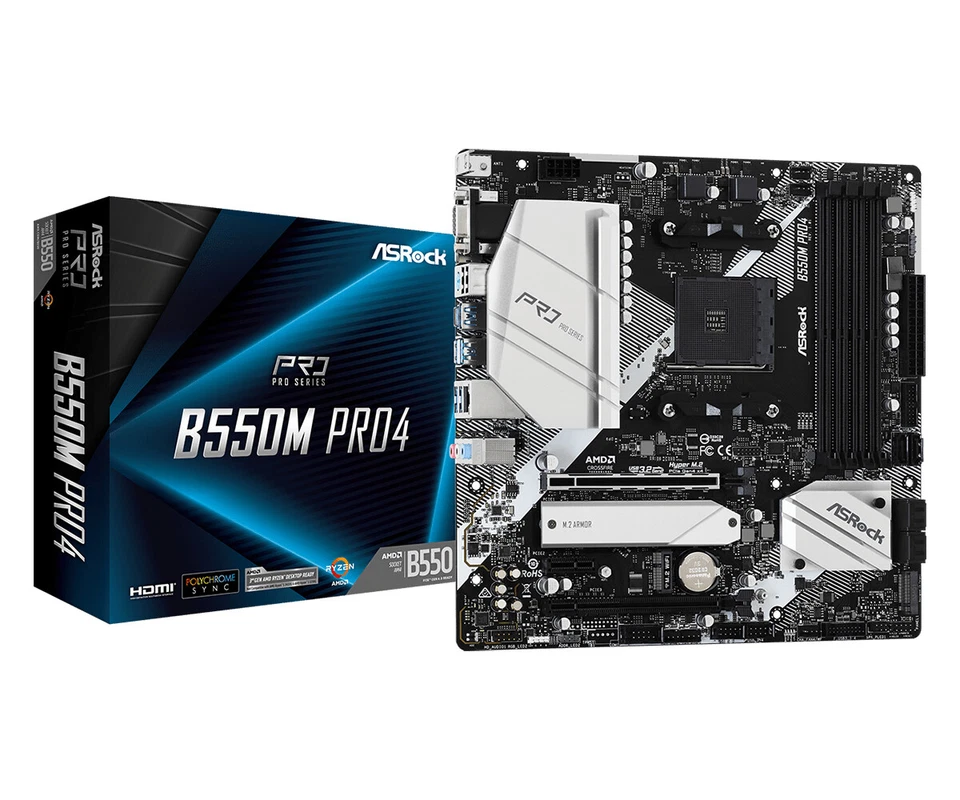 ASRock AMD B550M Pro4 Socket AM4 Micro ATX DDR4-SDRAM Scheda madre - Immagine 1 di 1