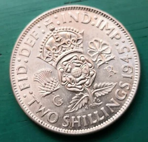 Moneda de dos chelines/florín de plata Jorge VI 1945 #1069 - Imagen 1 de 2