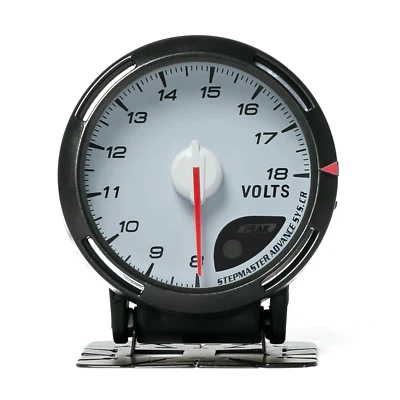 60mm Universal Digital 7 Color LED Voltage Gauge Voltmeter 8-18 Volts White Face - Image 1 of 4
