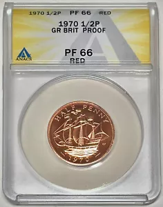 1970 Great Britain Penny Proof KM# 896 ANACS PR 66 RD - Picture 1 of 2