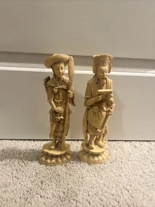 Vintage asiatische Alabaster Statuen 10,25 cm MCM - Made in Italy - Bild 1 von 7