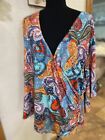 Kate And Mallory Paisley Colorful Pheasant Sleeves Sexy Stretch Tunic Size 2X